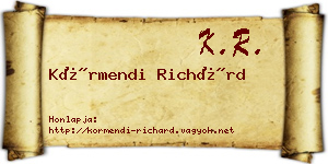 Körmendi Richárd névjegykártya