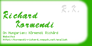 richard kormendi business card